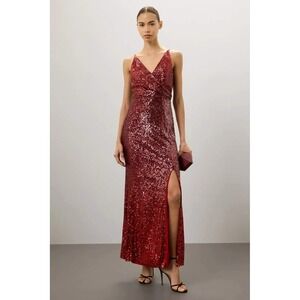Dress the Population Jordana Red Sequin‎ Gown Formal Maxi Sleeveless Evening XS